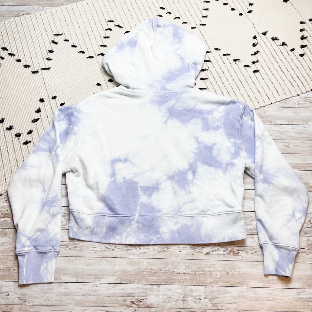 Jonathan Simkhai Tie Dye Crop Zipper Hoodie Sweatshirt Purple White Extra Small - Picture 7 of 7